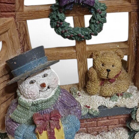 Rare 2001 'Christmas Stuffins' Snowman & Teddy Votive Candle Holder  Liv Canada - Picture 6 of 9